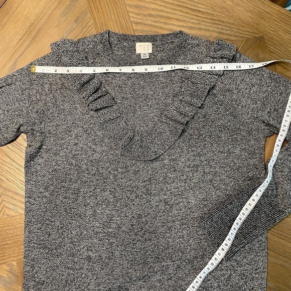 A New Day knit marled gray ruffle sweater - Picture 2 of 7